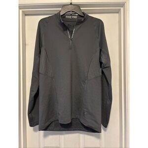 Nike Pro Combat Dri Fit Max Long Sleeve Shirt Men Large HyperWarm Fitted 1/4 Zip